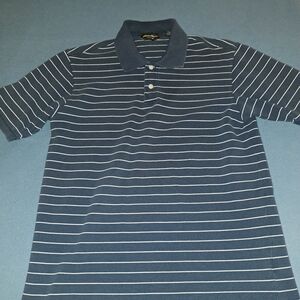Men's Eddie Bauer All-Cotton Polo Shirt, Size Small. Blue with White Stripes